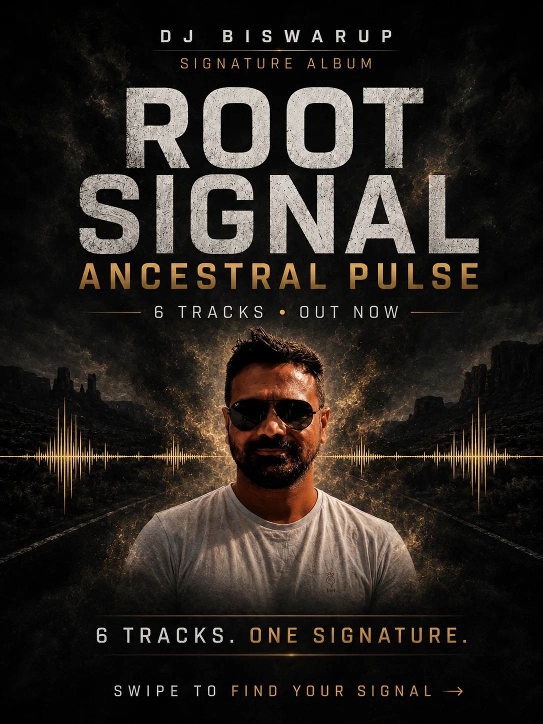 Root Signal Ancestral Pulse campaign poster featuring DJ Biswarup