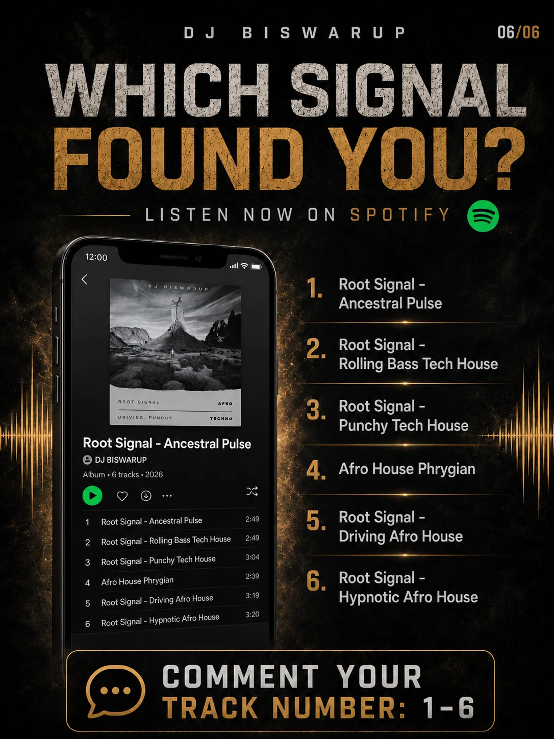 Root Signal track selection poster showing the six-track series